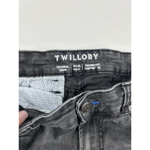 Twillory Technical Denim Tailored Fit Mens Jeans Black 32x30 Faded Casual - Picture 9 of 15
